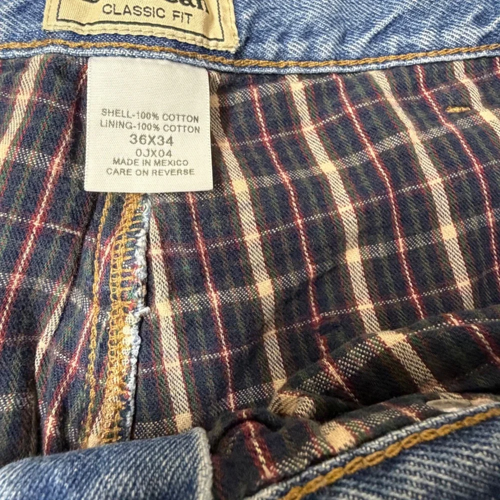 L.L. Bean Mens Flannel Lined Straight Denim Jeans 35x32 Blue Insulated Gorpcore